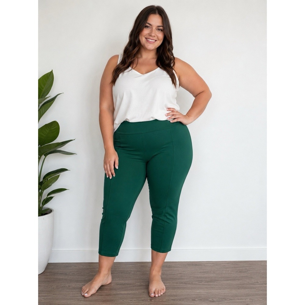 Betabrand Women's 3x Green Pull On Dress‎ Yoga Pants Stretch Cropped Plus Size